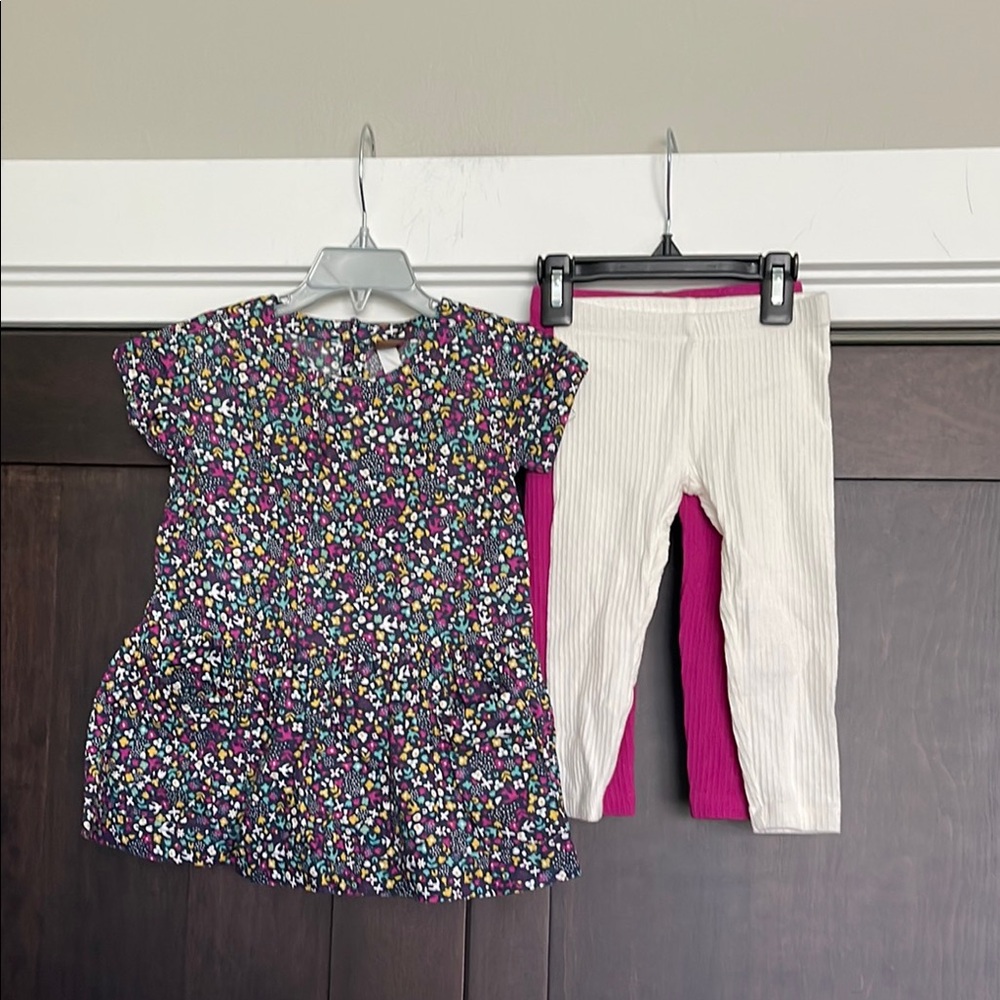 Tea Collection Girls Dress and Leggings Set of 3 Size 2